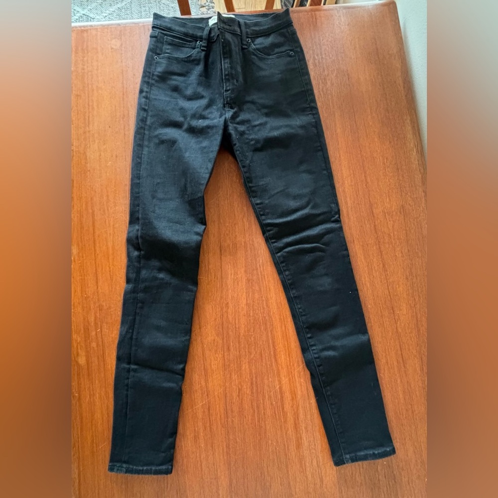 Abercrombie & Fitch “The Super Skinny High Rise” black jeans. Size 28 long.